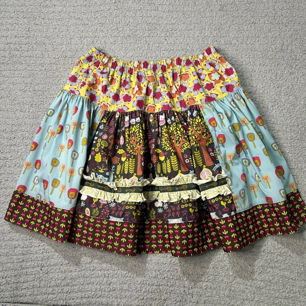 Matilda Jane Skirt Character Counts 12 Multicolor Boho Cottagecore Ruffle Tiered